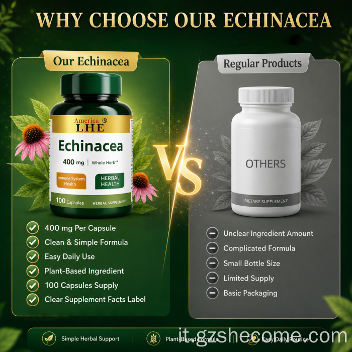 Le capsule di echinacea supportano la salute immunitaria